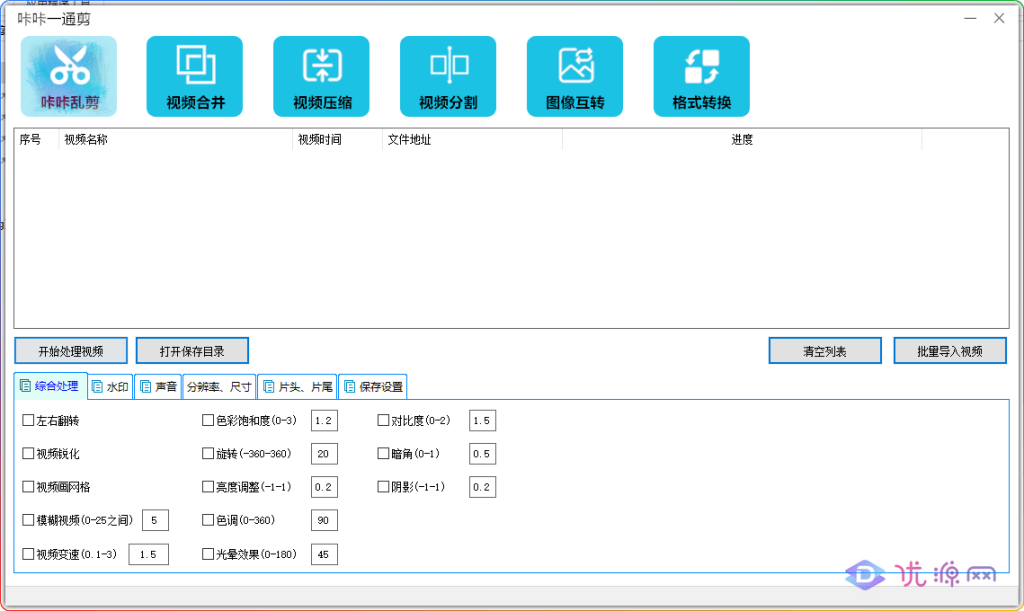 咔咔一通剪，视频批量处理，合并，裁剪，转图片，视频去重等功能 - 优源网-优源网